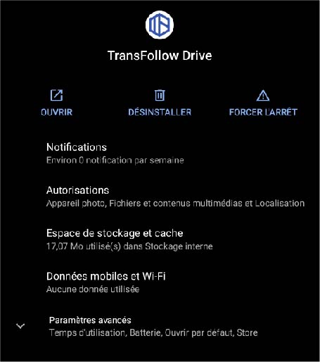 autorisations des applications tierces accordées
