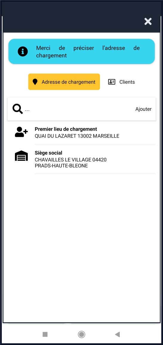 Précision de l'adresse de chargement
