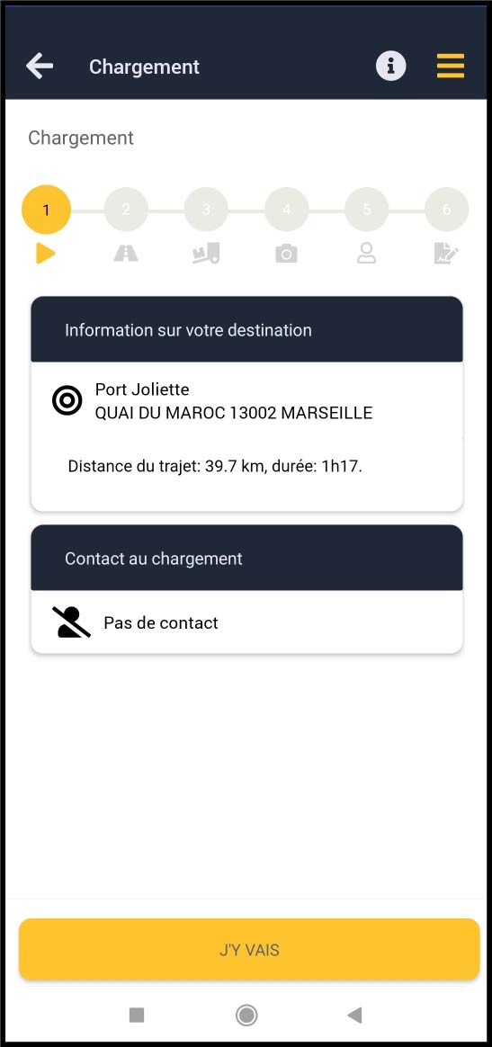 Début du chargement suite à un changement d'itinéraire