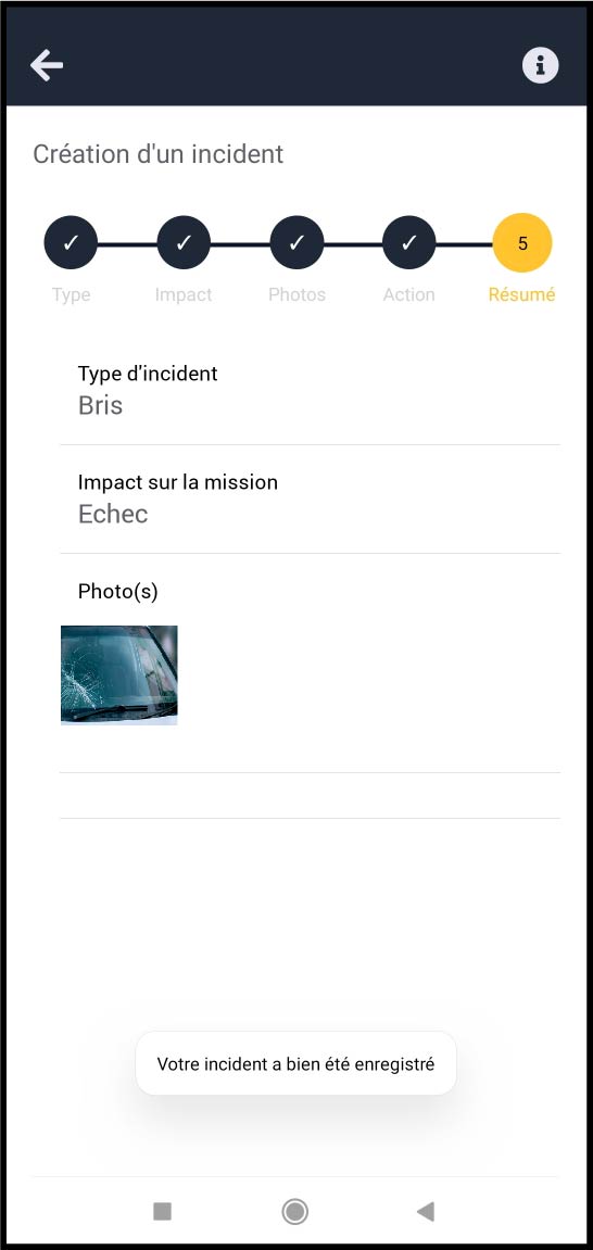 Récapitulatif de l'incident