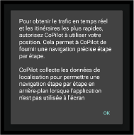 message d'information au lancement de Copilot