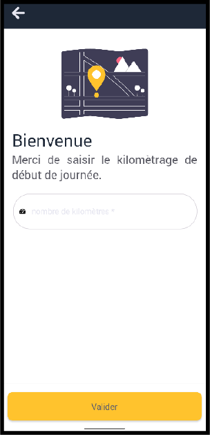 Saisie kilométrage début de journée