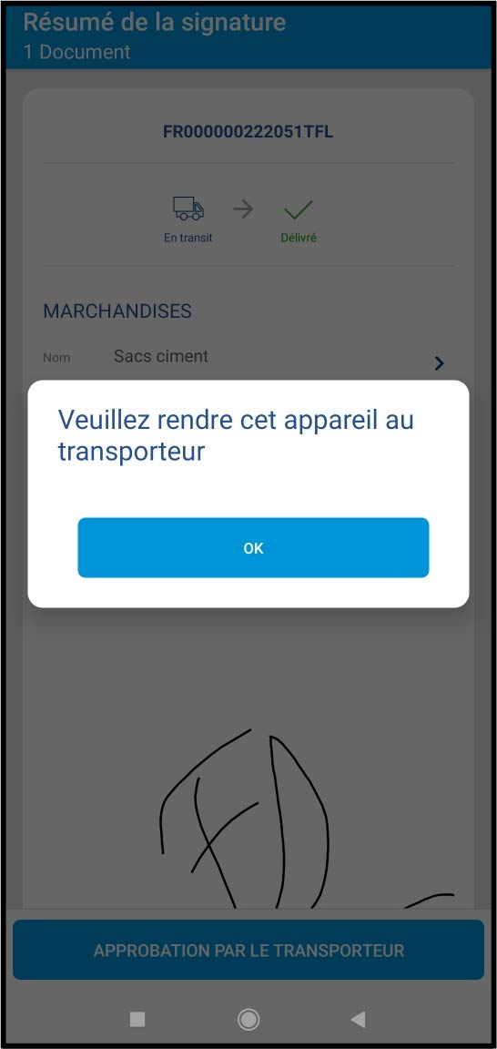 rendre l'appareil au transporteur