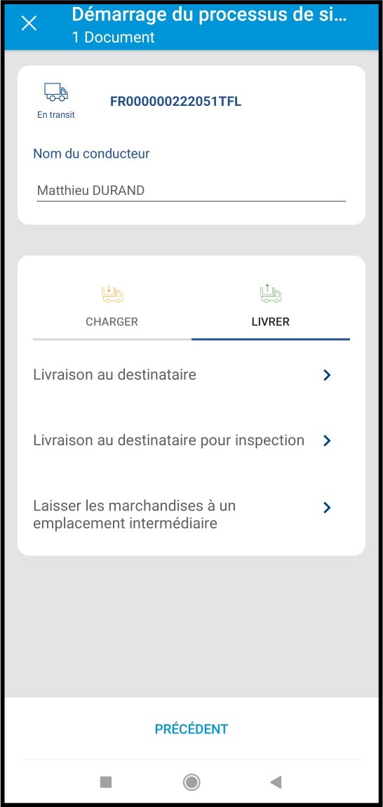 Démarrage du processus de signature